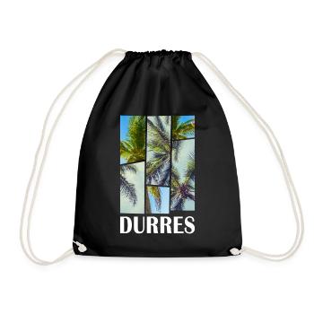 Durres Durresi Albania Summer Palm Trees Beach Sea - Drawstring Bag - black - Front