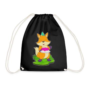 Fox Birthday Cake - Drawstring Bag - black - Front