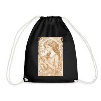 Book Books Reading Mrs. Art Nouveau Gift - Drawstring Bag - black - Front