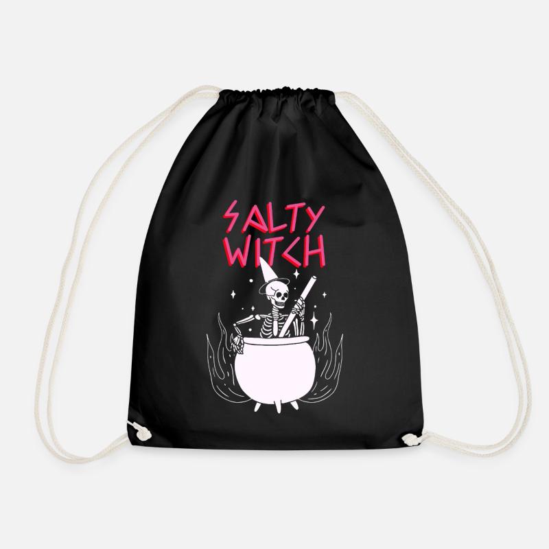 Salty Witch Hexenkessel Cauldron Skelett Skeleton - Drawstring Bag - black