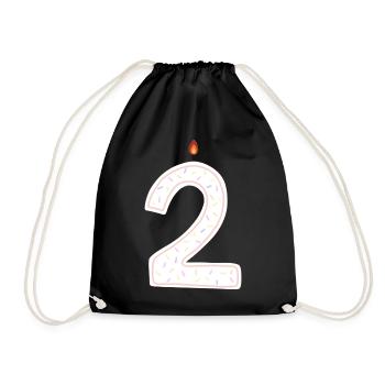 Birthday Candle Number Two Graphic - Drawstring Bag - black - Front