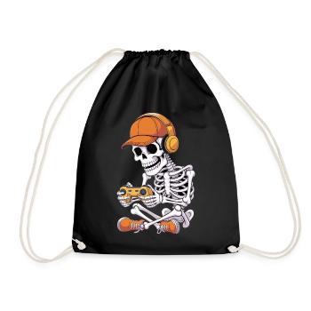 Cool Skeleton Video Gaming Halloween Gamer - Turnbeutel - Schwarz - Vorne