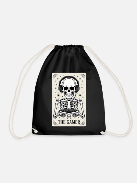 Tarot Card Skeleton Video Game Halloween Gamer - Turnbeutel - Schwarz