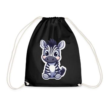 Zebra - Drawstring Bag - black - Front