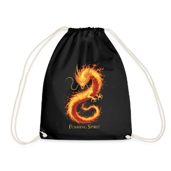 Flaming Ghost Dragon - Drawstring Bag - black - Front