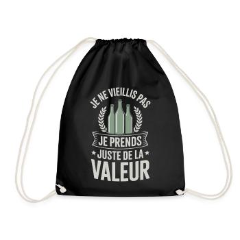 Humour anniversaire vieillir je prends de la valeu - Sac de sport léger - noir - Devant