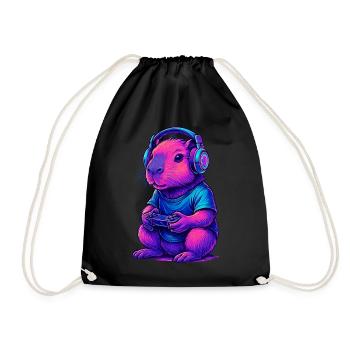 Capybara Gaming Gamer Gaming Gaming Video Games - Drawstring Bag - black - Front