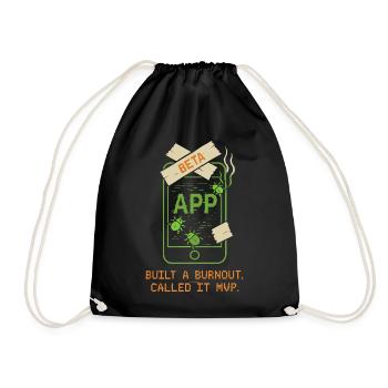 Startup Founder Survivor Burnout Recover - Drawstring Bag - black - Front