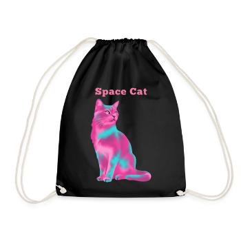 Space Cat - Drawstring Bag - black - Front