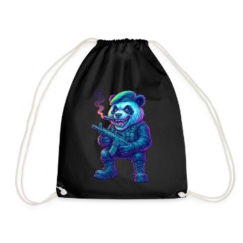 Mercenaire Panda Néon - Sac de sport léger - noir - Devant