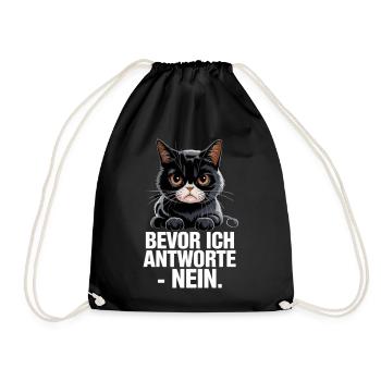  Bevor Ich Antworte Nein Lustige Grumpy Katze - Drawstring Bag - black - Front