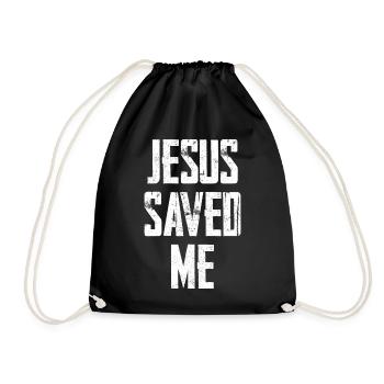 Jesus Saved Me Distressed Text - Drawstring Bag - black - Front