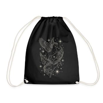 Two Celestial Pegasus Horses Between Stars - Drawstring Bag - black - Front