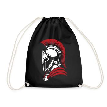Spartiate Noble Guerrier Logo Mascotte Portrait - Sac de sport léger - noir - Devant