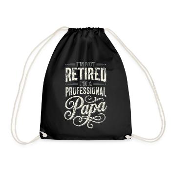 Professional Papa Humorous Retirement Quote - Drawstring Bag - black - Front
