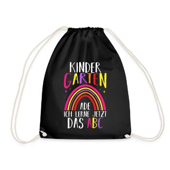 Kindergarten Ade Ich Lerne Jetzt Das ABC - Turnbeutel - Schwarz - Vorne