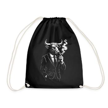 Taureau en costume sur mesure - Sac de sport léger - noir - Devant