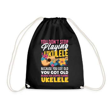 Wife Mom Ukulele Legend Funny Mother's Day - Drawstring Bag - black - Front