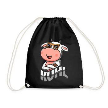Vache cool avec lunettes de soleil, animal drôle et cool - Sac de sport léger - noir - Devant