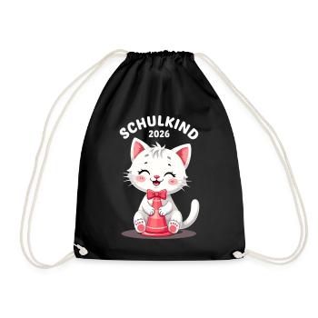 Schulkind 2026 Einschulung 2026 Schulanfang - Turnbeutel - Schwarz - Vorne