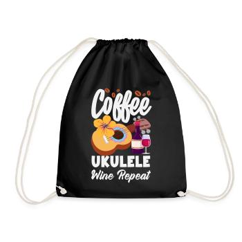 Funny Ukulele Designs and Sayings - Drawstring Bag - black - Front