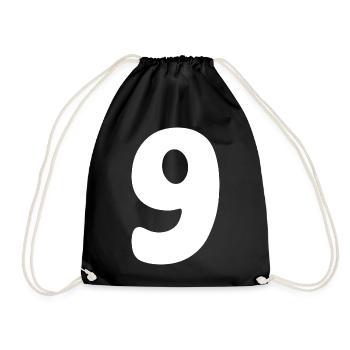 Nine: Minimalist Numeral 9 | Ninth - Drawstring Bag - black - Front
