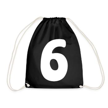 Six: Minimalist Numeral 6 | Sixth - Drawstring Bag - black - Front