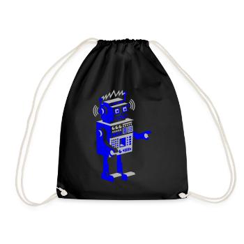 roboter retro robot - Drawstring Bag - black - Front