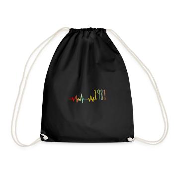 Heartbeat Heartline Heart Rate 1981 Shirt - Drawstring Bag - black - Front
