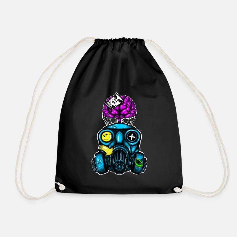 Gas mask - Drawstring Bag - black
