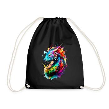 Dragon peint - Sac de sport léger - noir - Devant