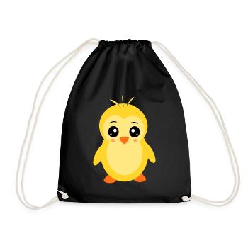Kawaii Chicken Chick Chickens Bird Funny - Drawstring Bag - black - Front