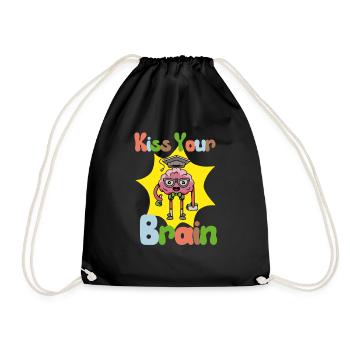 Kiss Your Brain,Teacher, Teacher Appreciation Gift - Drawstring Bag - black - Front