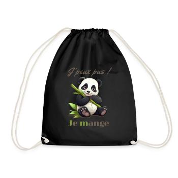 J'peux pas, je mange [Version Panda] - Sac de sport léger - noir - Devant