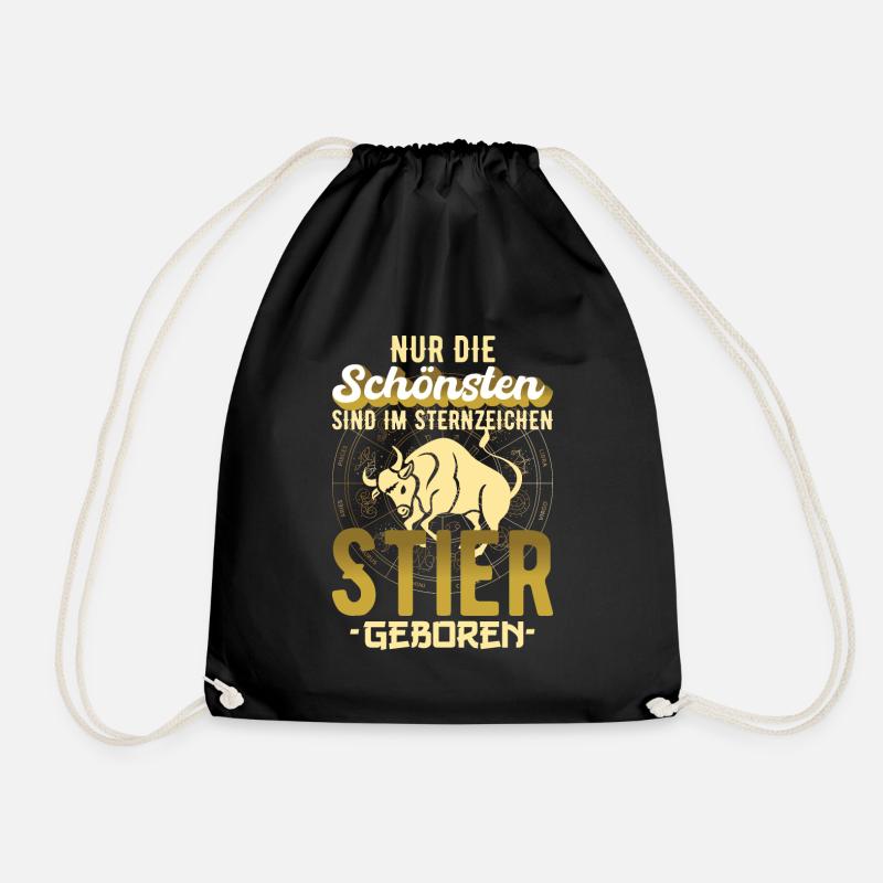 Sternzeichen Stier Spruch Geschenkidee - Turnbeutel - Schwarz