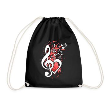 Clef Heart Splatter Music Note Music - Sac de sport léger - noir - Devant