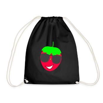 erdbeere mit sonnenbrille - Turnbeutel - Schwarz - Vorne