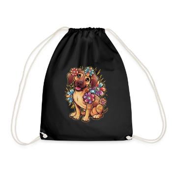 Rhodesian Ridgeback and Beautiful Flowers - Drawstring Bag - black - Front