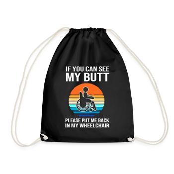 Wheelchair - Drawstring Bag - black - Front