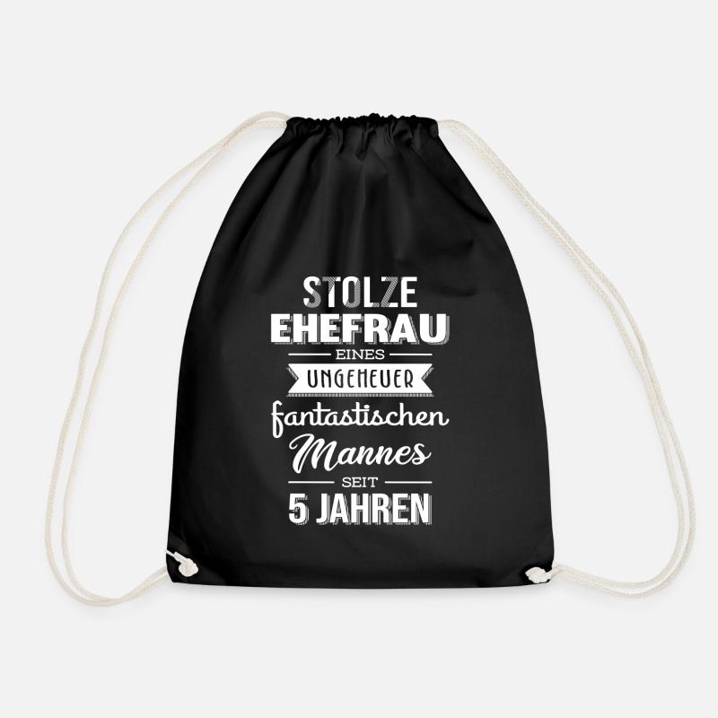5 Hochzeitstag Hölzerne Hochzeit Geschenk Ehefrau - Turnbeutel - Schwarz