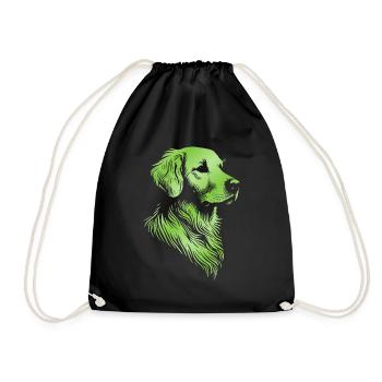 Golden Retriever dessin tête vert - Sac de sport léger - noir - Devant