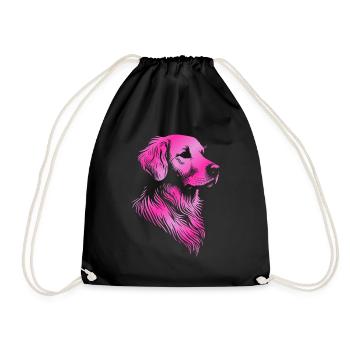 Golden Retriever Zeichnung Kopf pink - Turnbeutel - Schwarz - Vorne