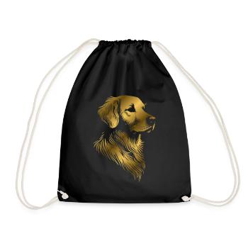 Golden Retriever dessin tête or - Sac de sport léger - noir - Devant