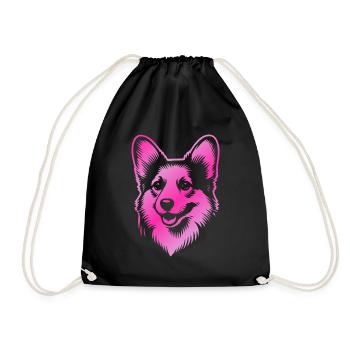 Corgi dessin tête de chien rose - Sac de sport léger - noir - Devant
