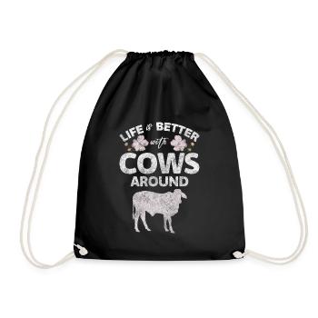 cow milk udder dairy cow - Drawstring Bag - black - Front
