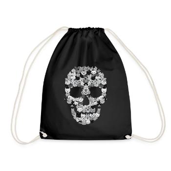 Crâne chats | Cadeau tête de chat chaton - Sac de sport léger - noir - Devant