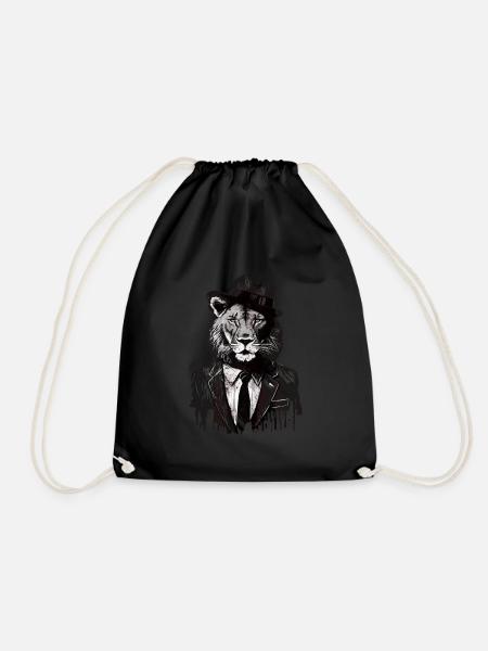 Lion Gangster - Drawstring Bag - black