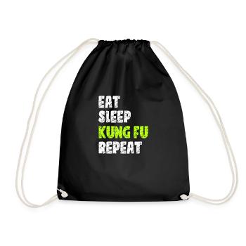 Eat Sleep Kung Fu Repeat | Kung Fu Martial Art - Drawstring Bag - black - Front
