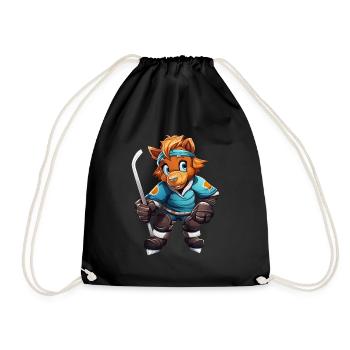 variation 24357Horse as Ice Hockey Player - Drawstring Bag - black - Front