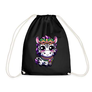 Mardi Gras Unicorn Cute Comic Kawaii - Drawstring Bag - black - Front